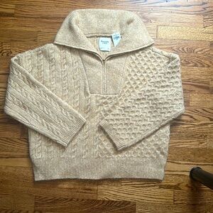 A&F textured quarter zip sweater NWT